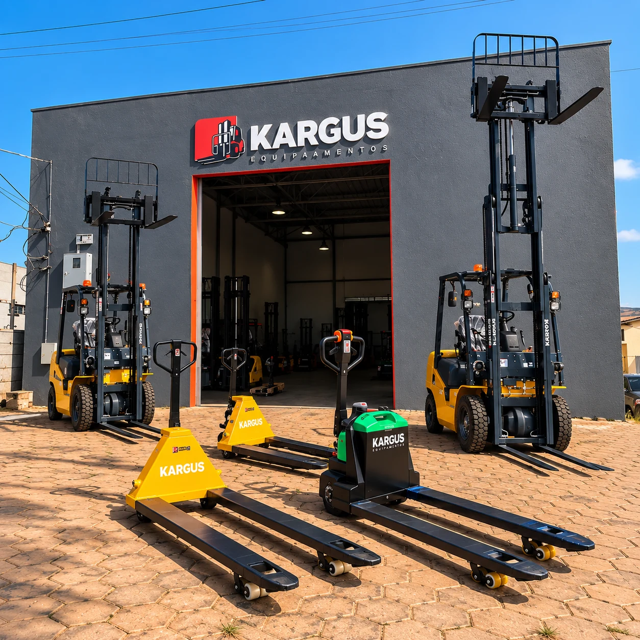 Fachada e equipamentos da Kargus em Anápolis